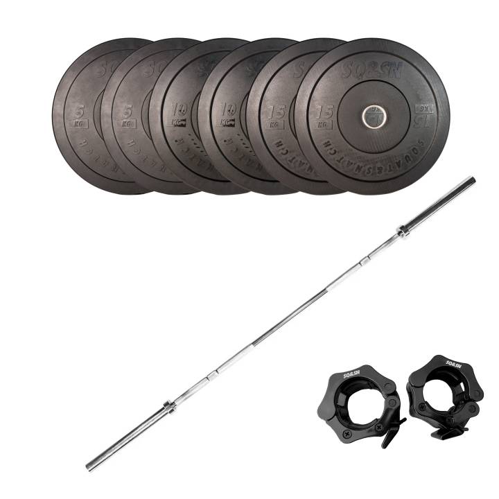 SQ&SN OL Vægtstangssæt 80 kg Sort fra SQ&SN