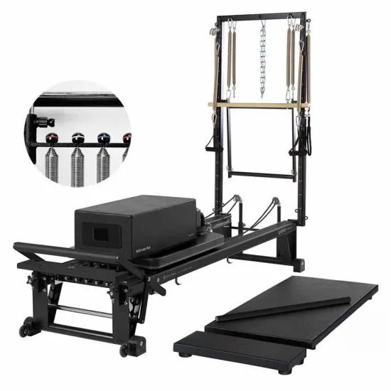 Merrithew V2 Max Plus Reformer With High Precision Gearbar Bundle (Jet Black)